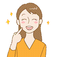 白い歯を指さす女性