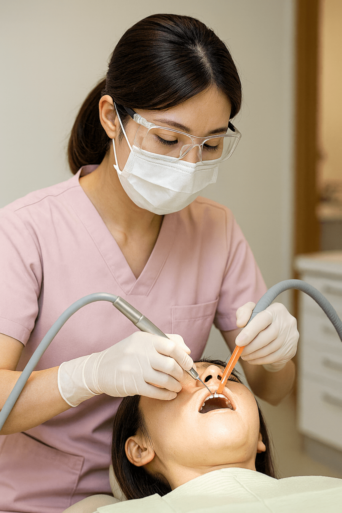 歯科衛生士として働く女性