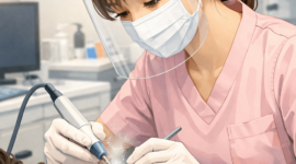 歯石を取る様子