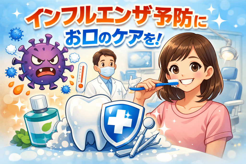 お口のケアでインフルエンザを予防するイメージ