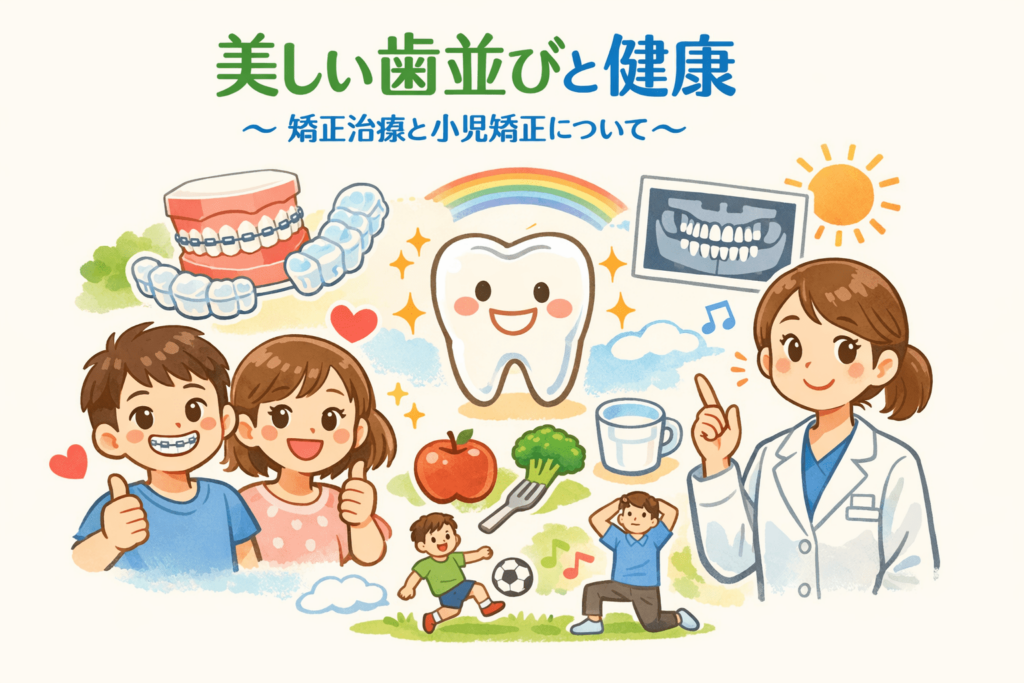 矯正治療と小児矯正について説明するイメージ